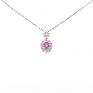 PT900/PT850  フラワー サファイヤ ネックレス 1.09CT
