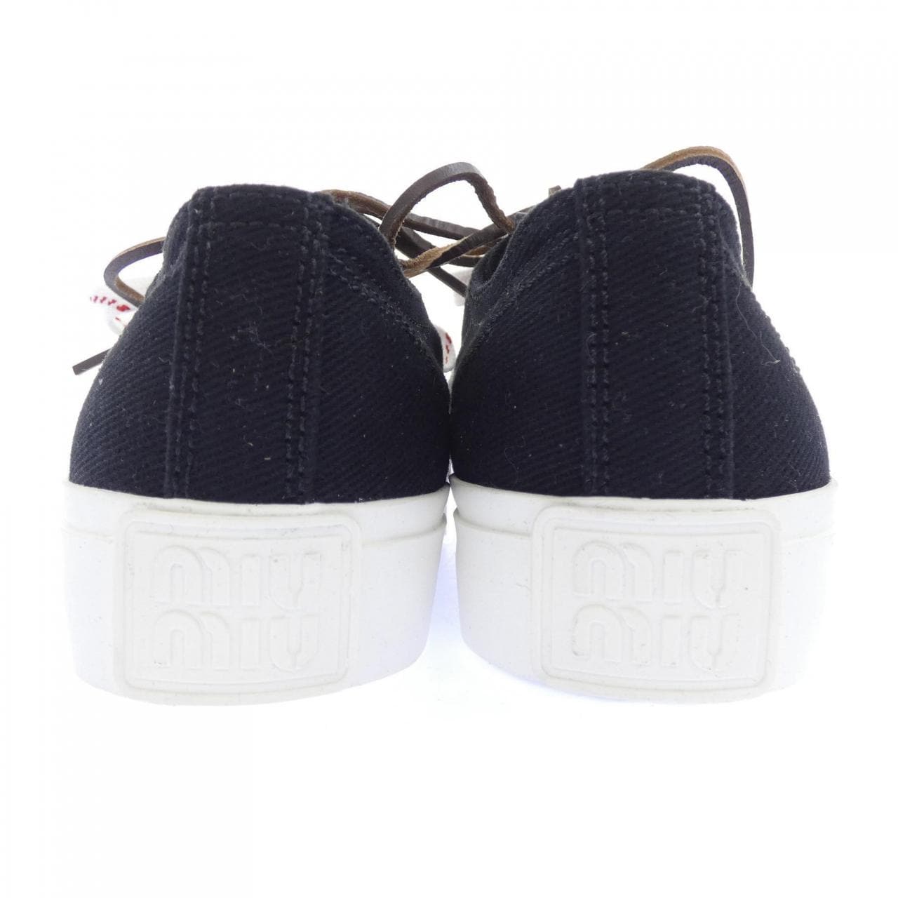 ミュウミュウ MIU MIU レザー/コットンレースアップ 5E384E スニーカー