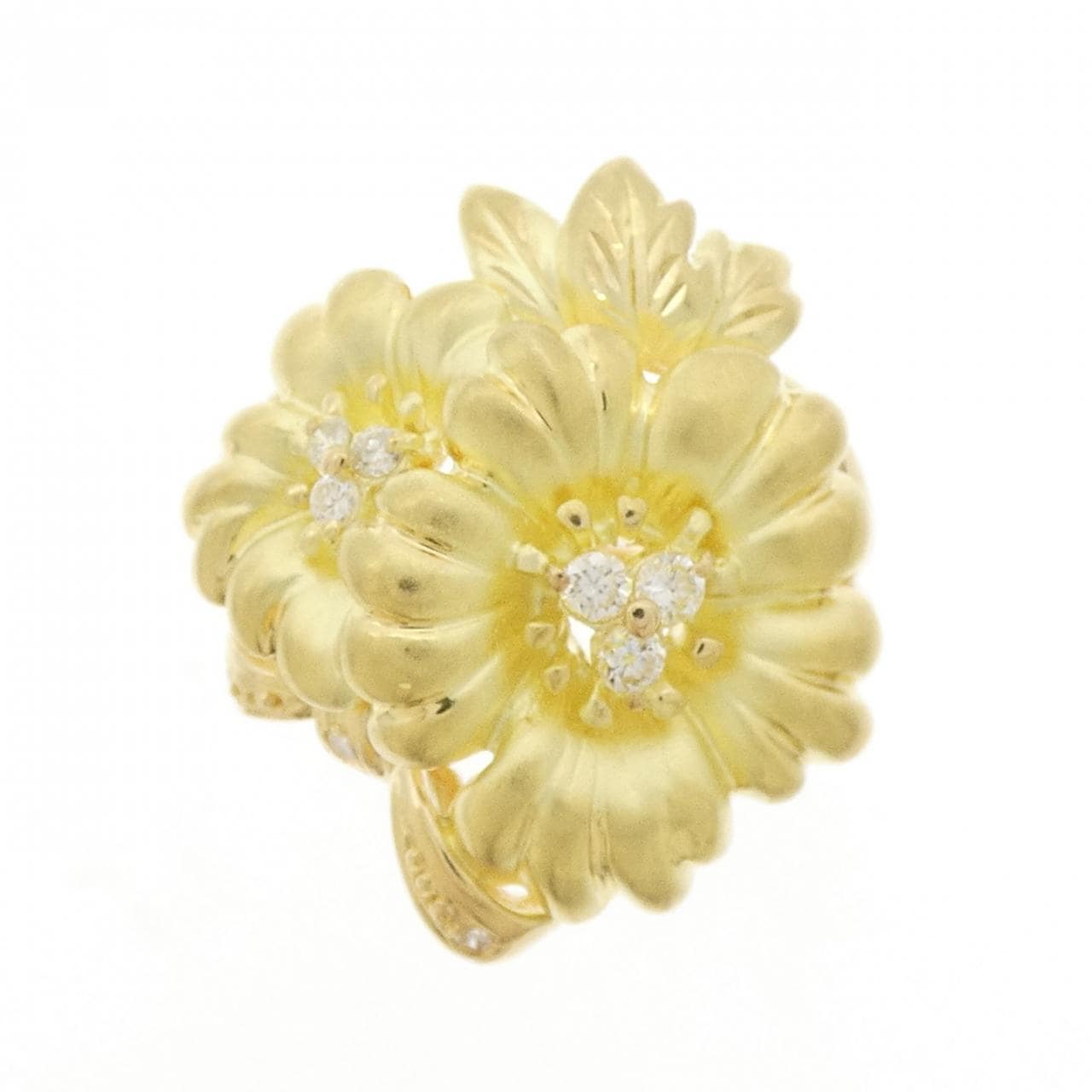 K18YG flower Diamond ring 0.14CT