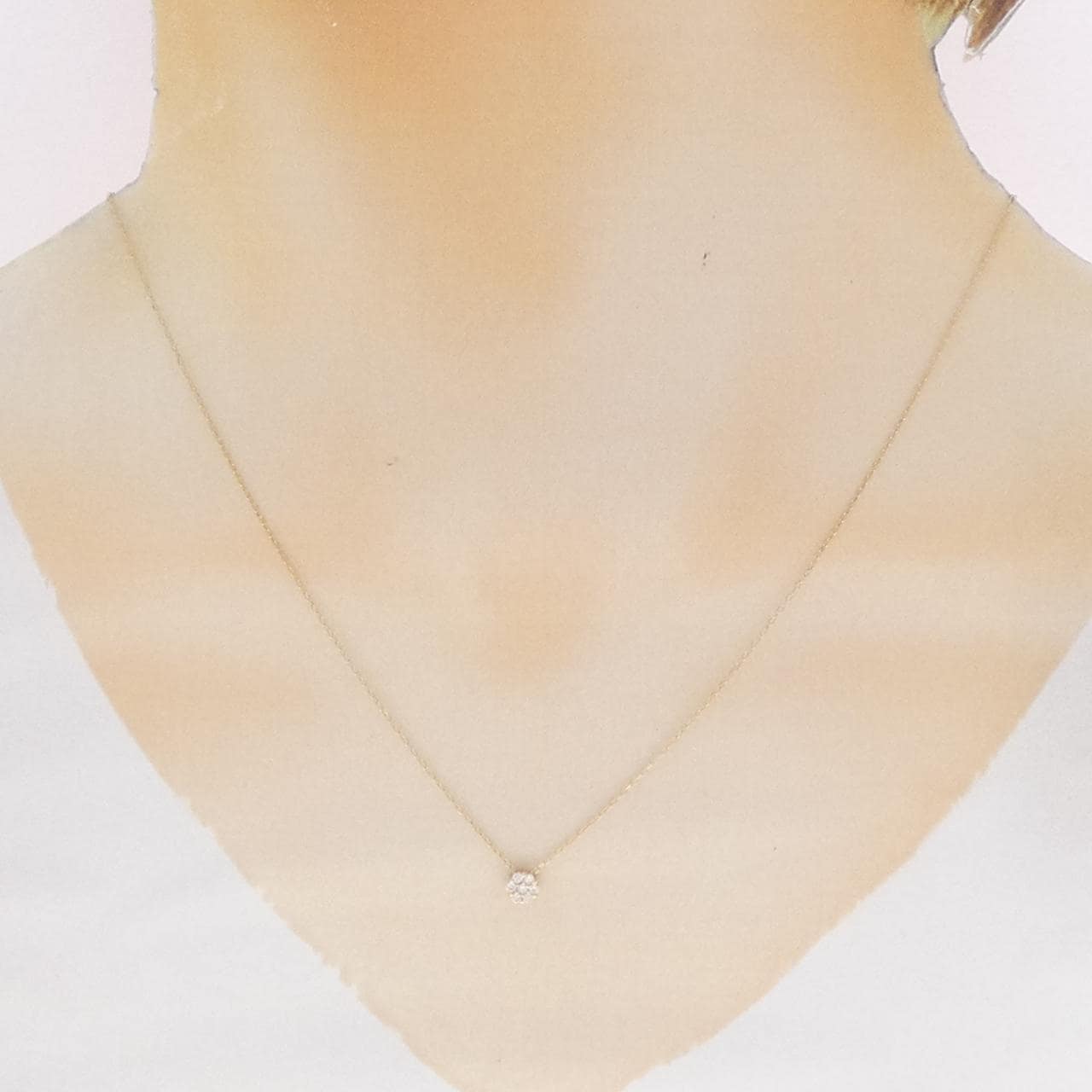 K10YG フラワー ダイヤモンド ネックレス 0.08CT