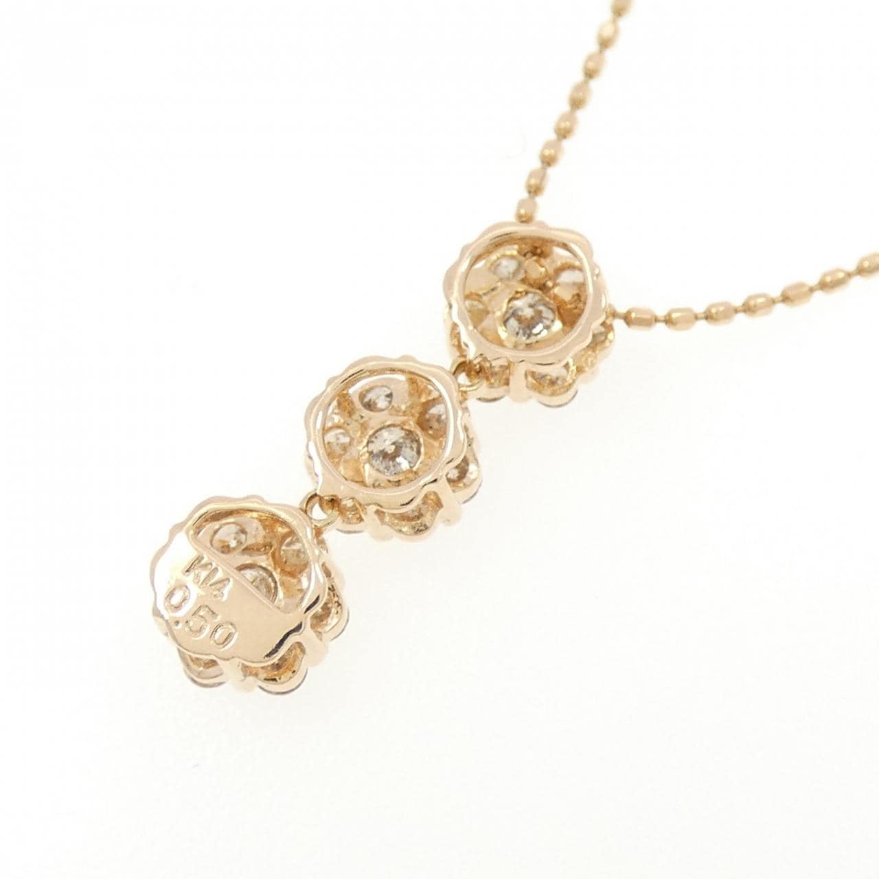 K14PG フラワー ダイヤモンド ネックレス 0.50CT