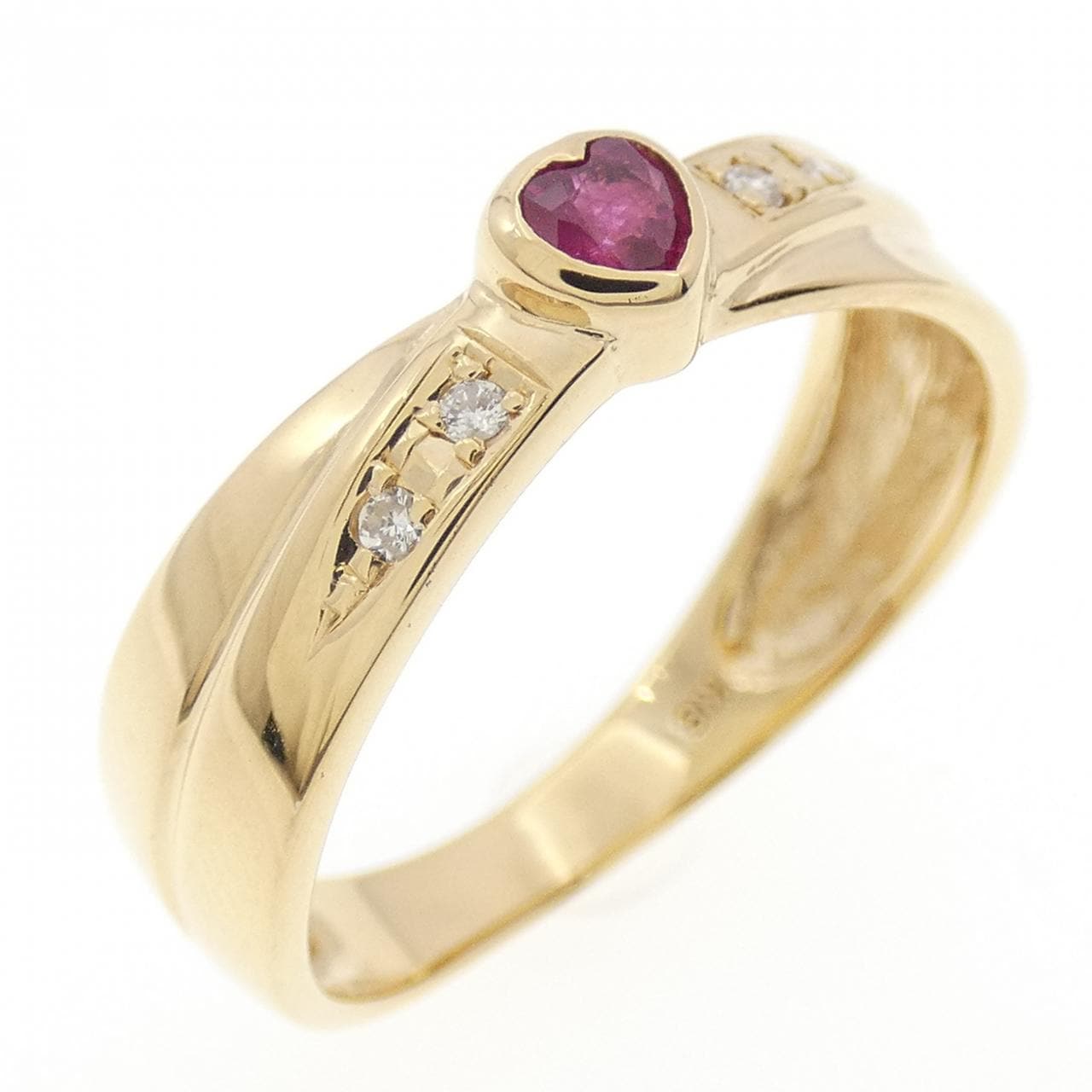 K18YG ハート ルビー リング