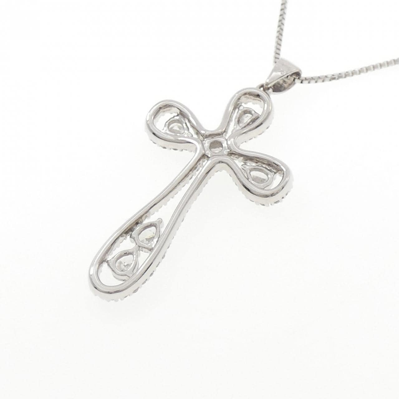 K18WG クロス ダイヤモンド ネックレス 2.00CT