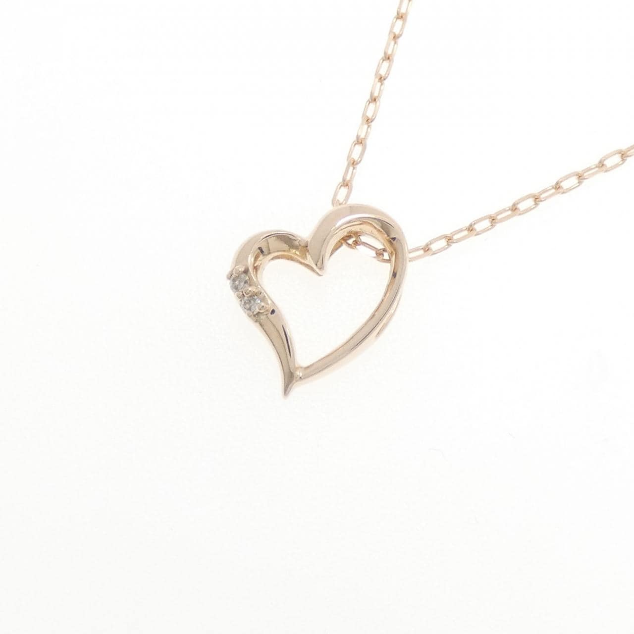 K10PG ハート ダイヤモンド ネックレス 0.01CT