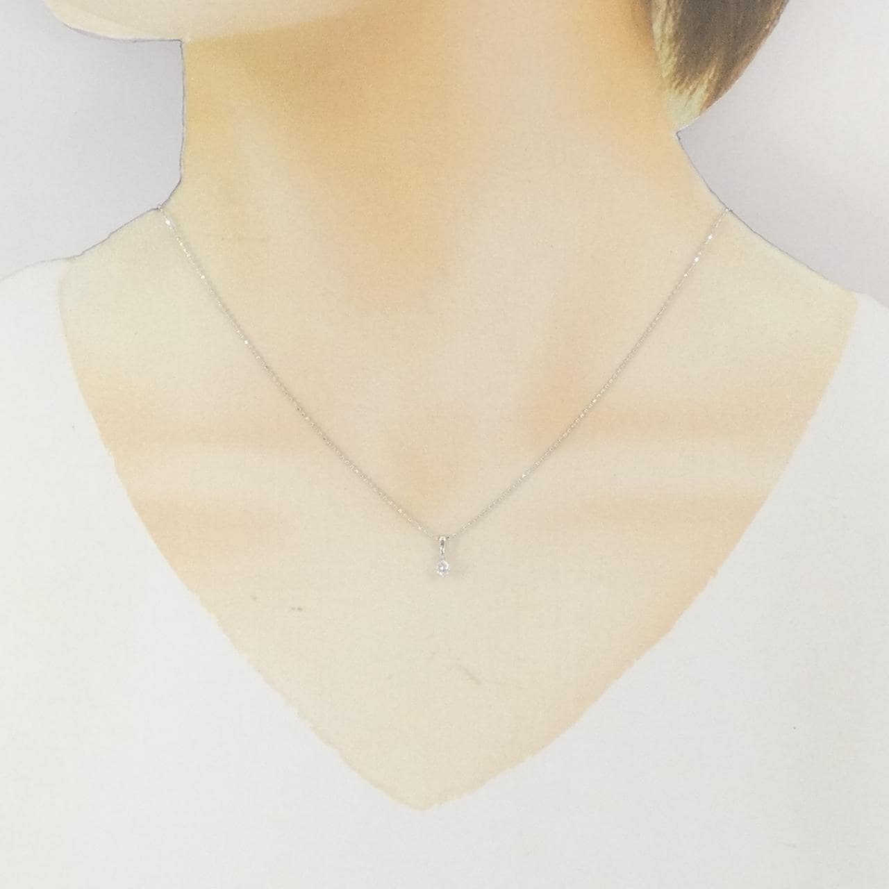 K18WG ダイヤモンド ネックレス 0.11CT