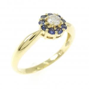 K18YG フラワー サファイヤ リング 0.24CT