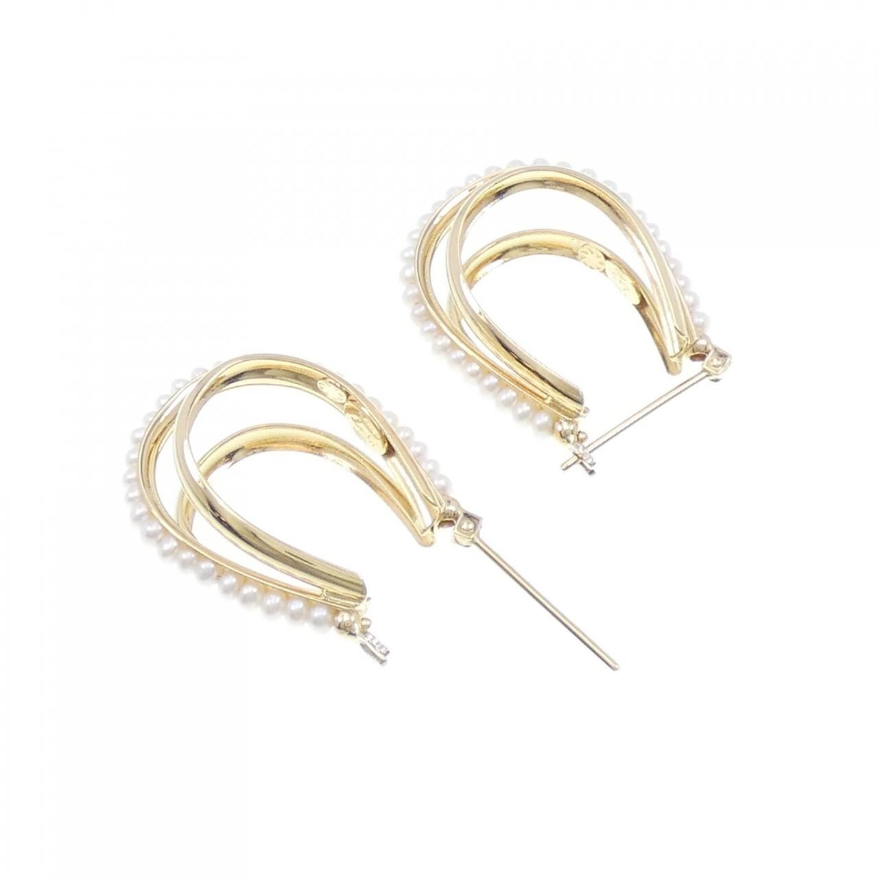 750YG freshwater pearl earrings