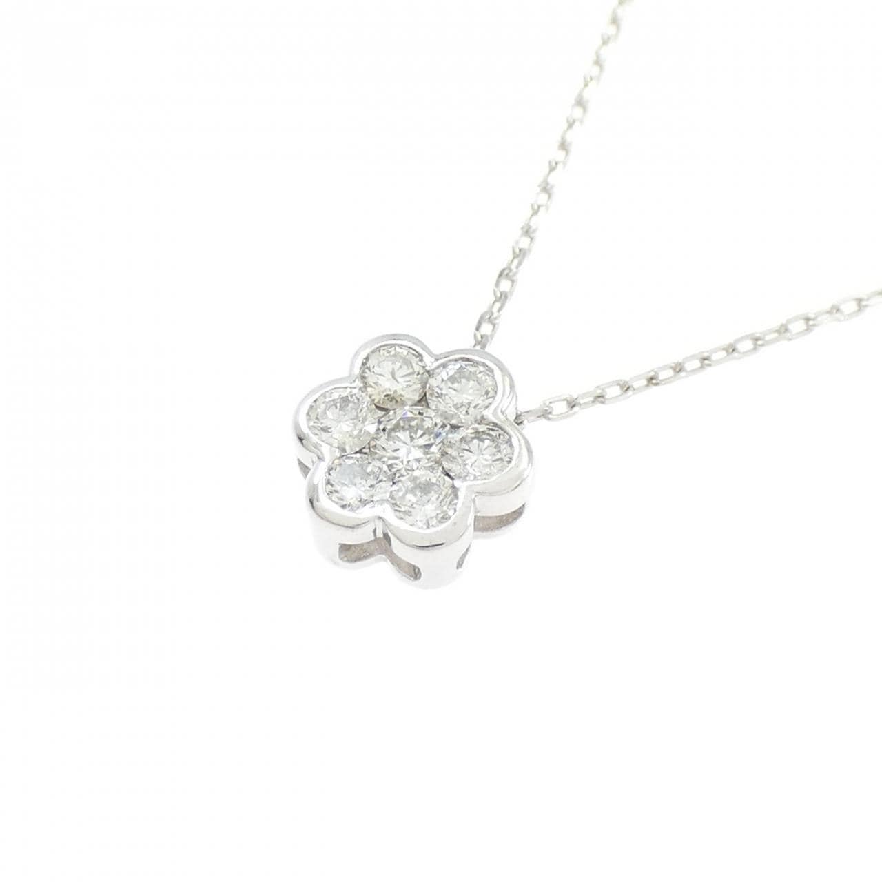 K18WG 花鑽石項鍊 0.30CT