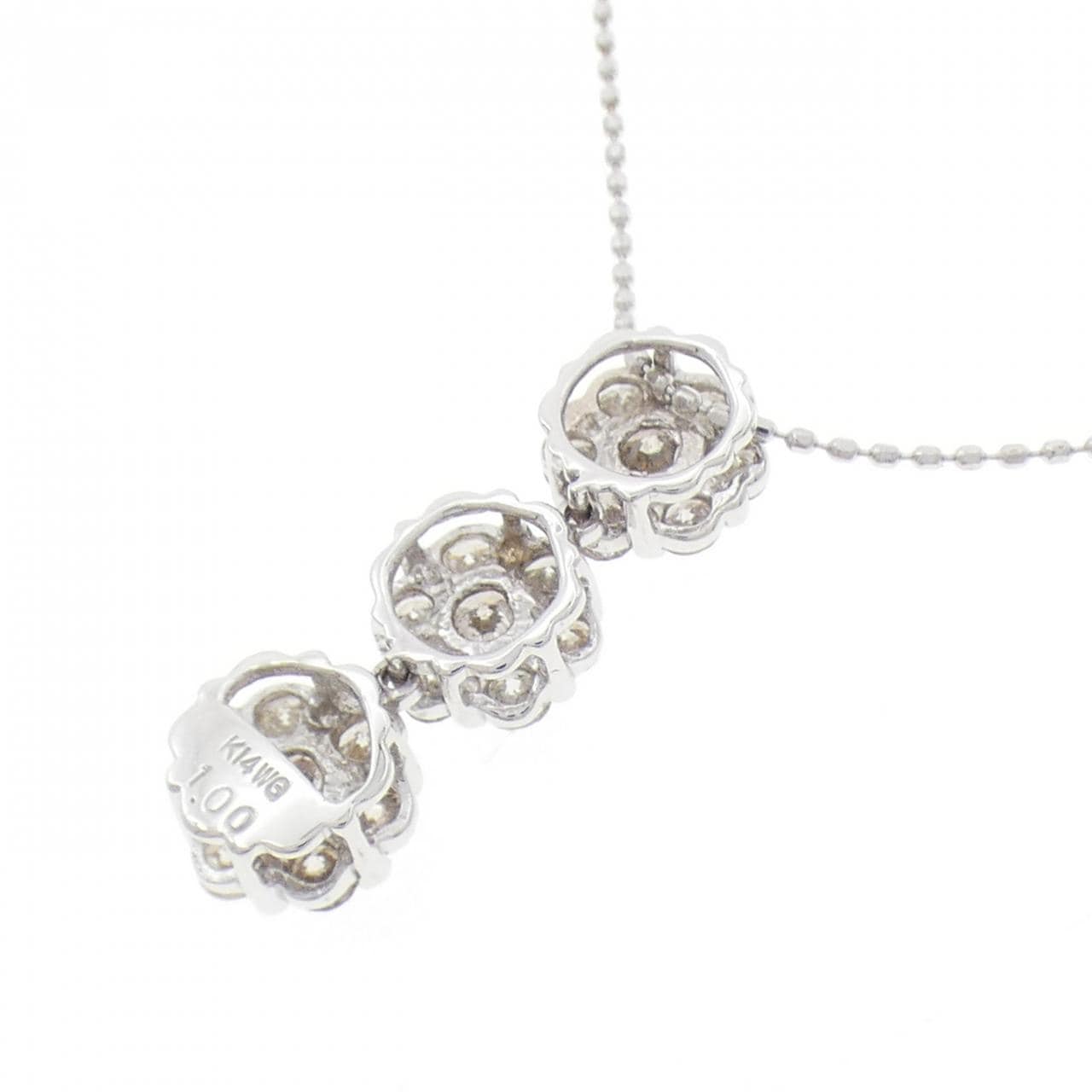 K14WG フラワー ダイヤモンド ネックレス 1.00CT