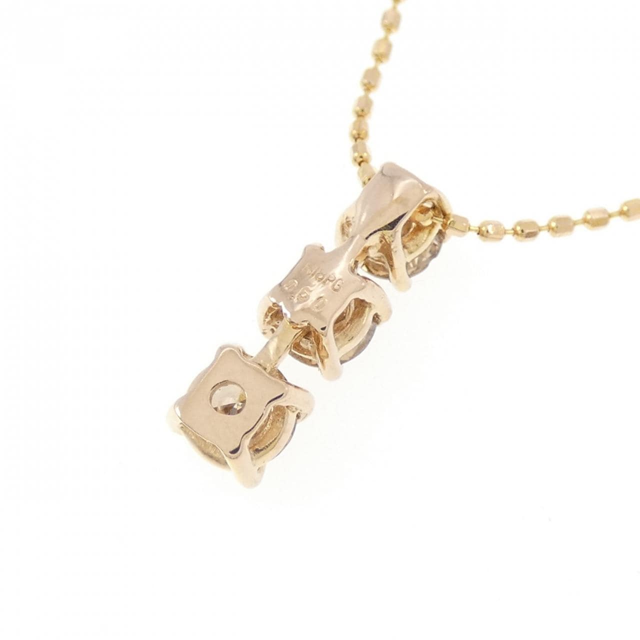 K18PG スリーストーン ダイヤモンド ネックレス 0.50CT