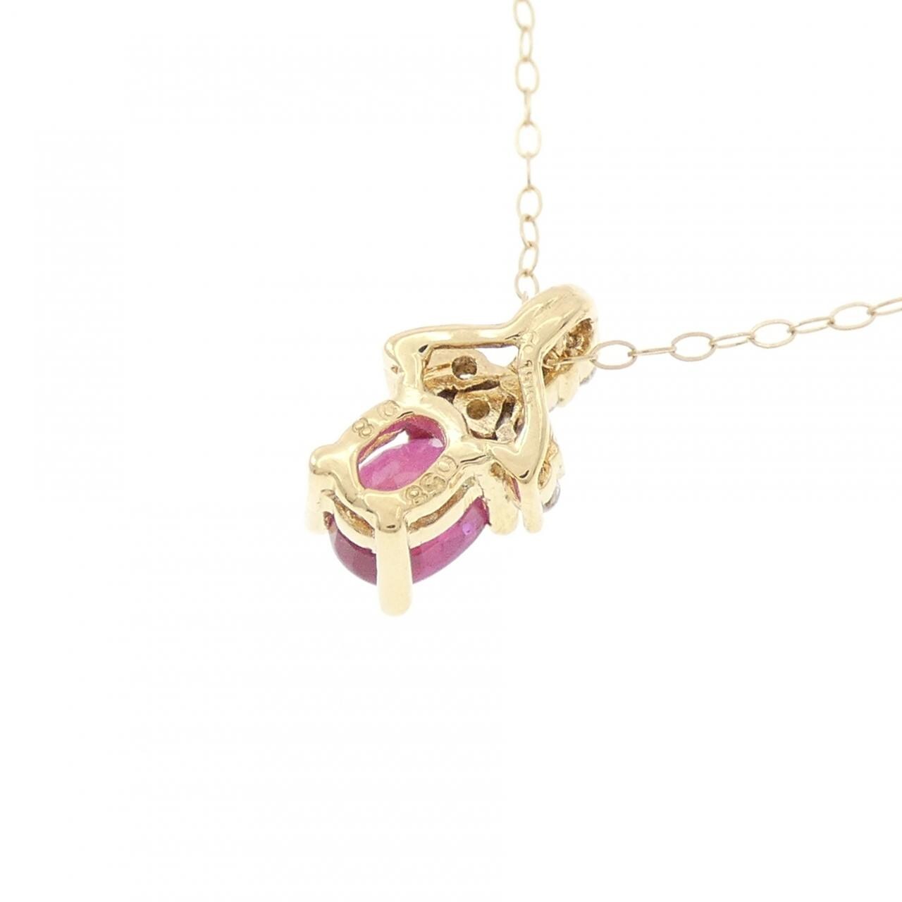 18KTYG/14KTYG ルビー ネックレス 0.58CT