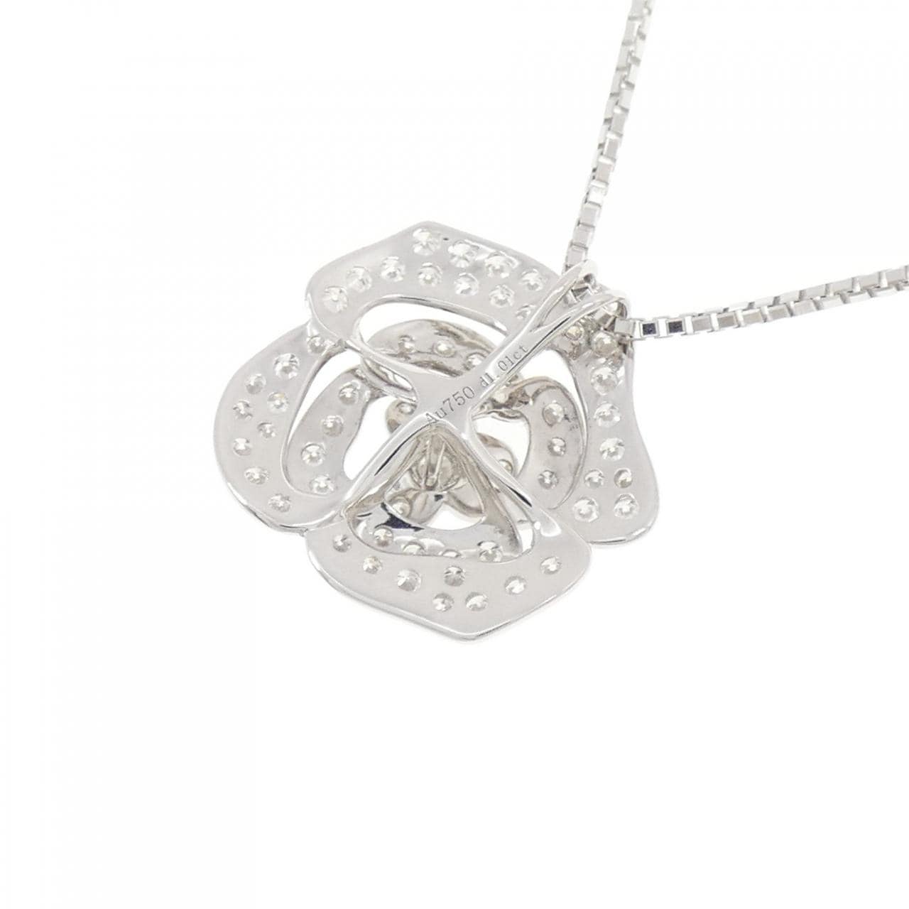 750WG/K18WG ローズ ダイヤモンド ネックレス 1.01CT