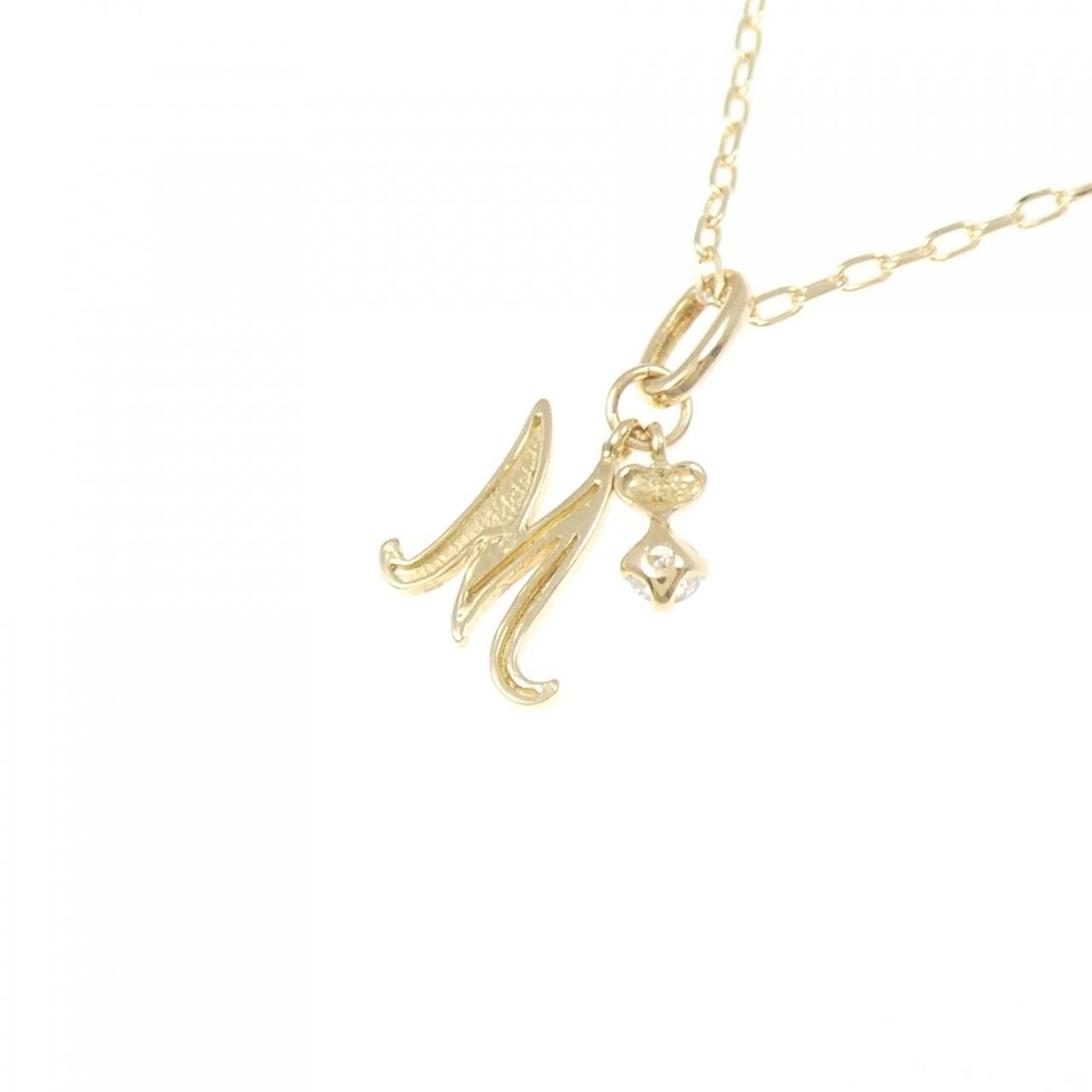 K18YG イニシャルM ダイヤモンド ネックレス