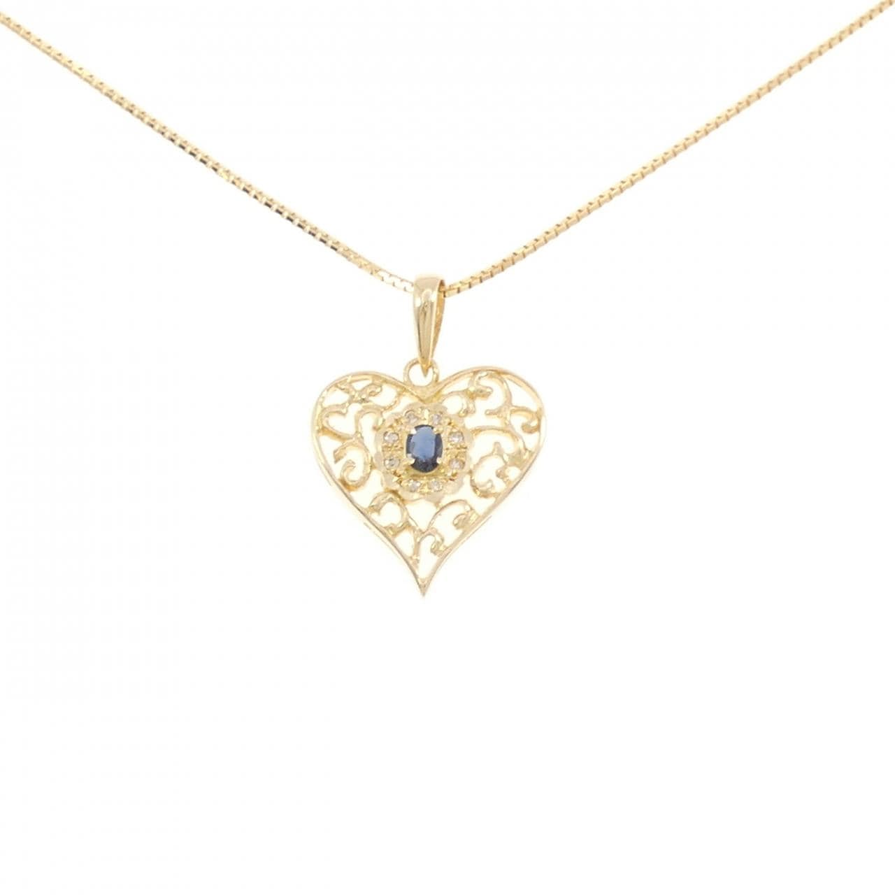K18YG ハート サファイヤ ネックレス 0.20CT