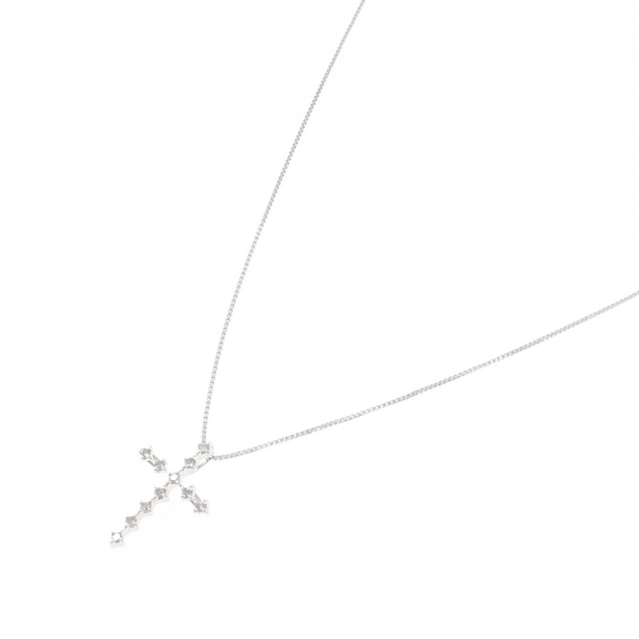K18WG クロス ダイヤモンド ネックレス 0.10CT
