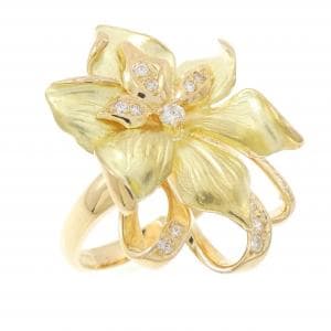 K18YG フラワー ダイヤモンド リング 0.13CT
