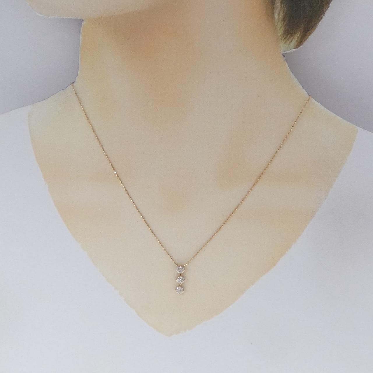 K18PG スリーストーン ダイヤモンド ネックレス 0.50CT