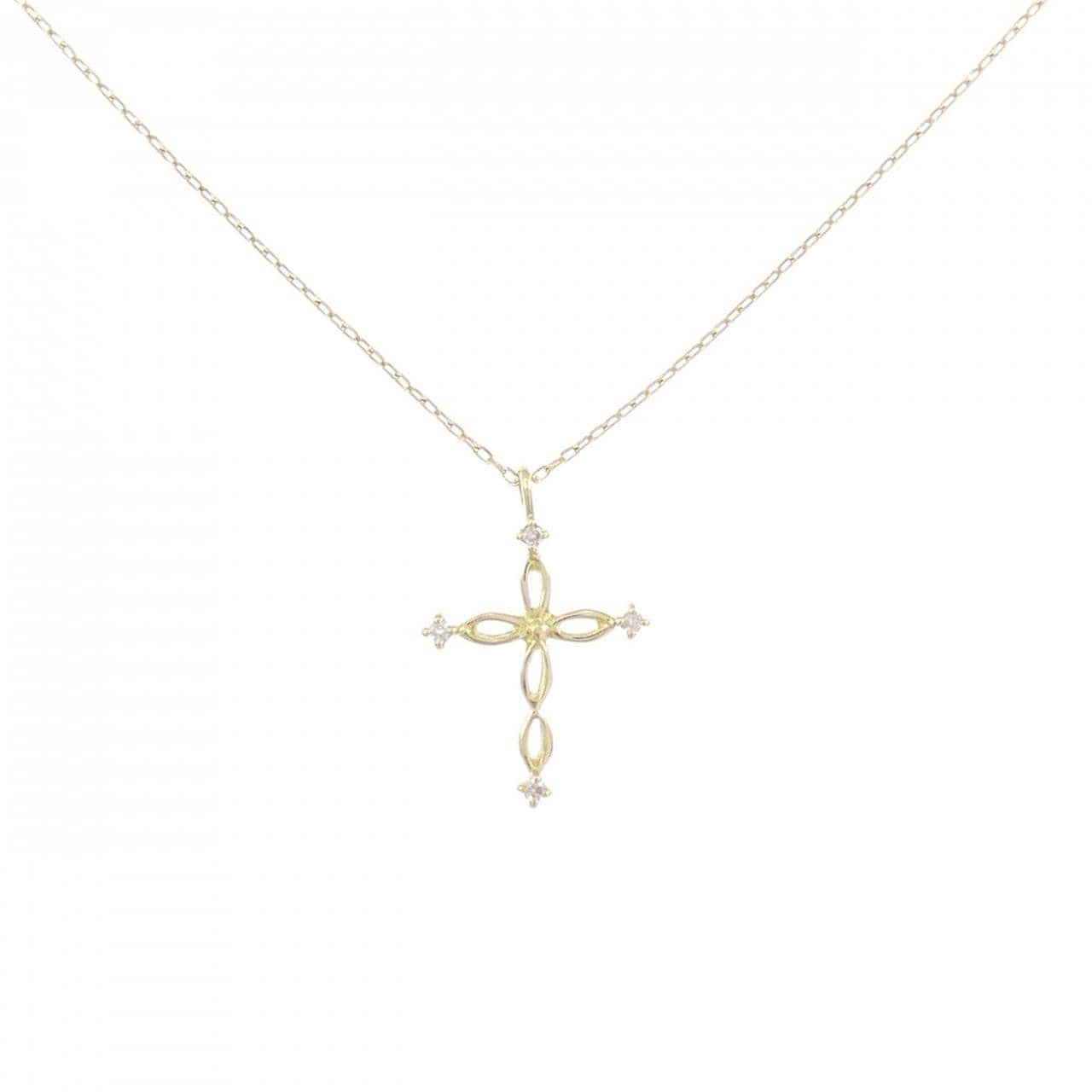 K18YG クロス ダイヤモンド ネックレス 0.01CT