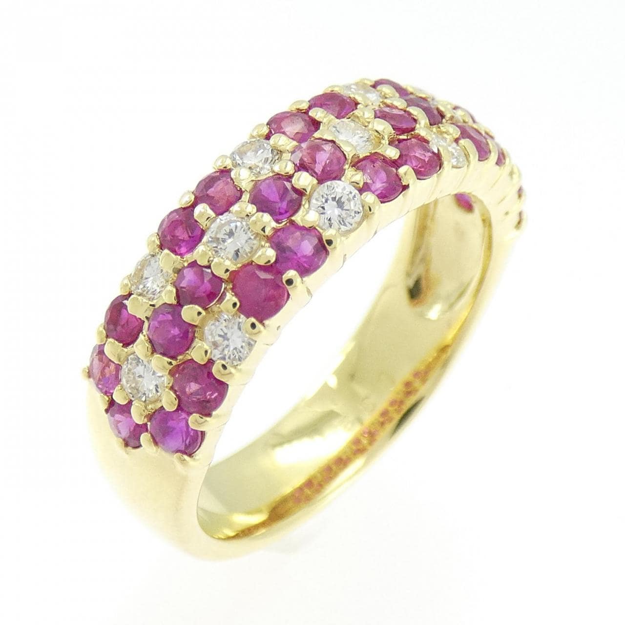 K18YG フラワー ルビー リング