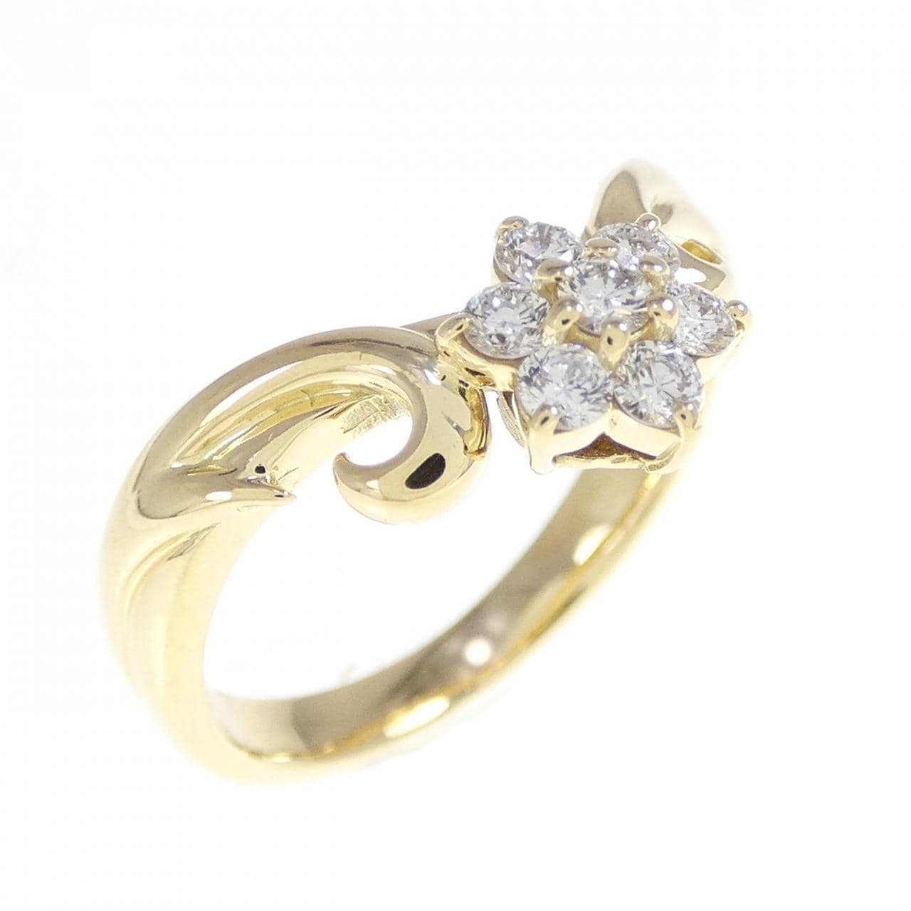 750YG フラワー ダイヤモンド リング 0.23CT