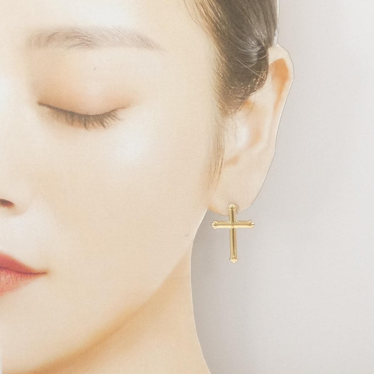 【新品】K18YG クロス ピアス