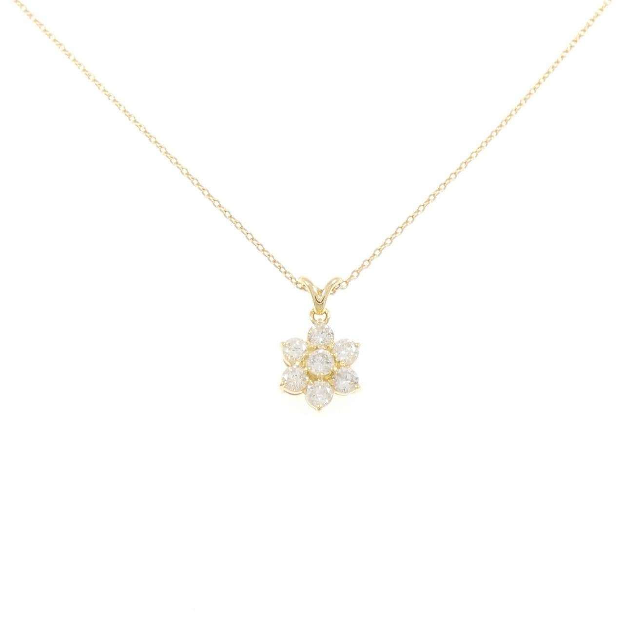 K18YG フラワー ダイヤモンド ネックレス 0.50CT