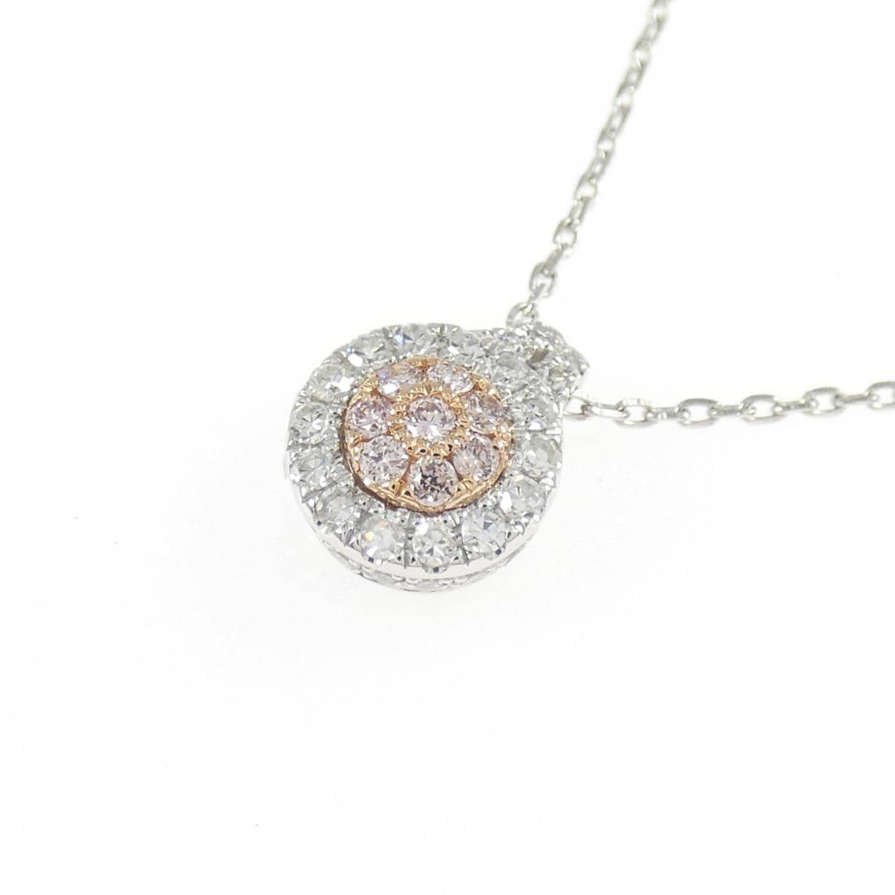 PT950/K18PG ピンクダイヤモンド ネックレス 0.07CT