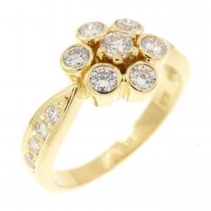 K18YG フラワー ダイヤモンド リング 0.48CT