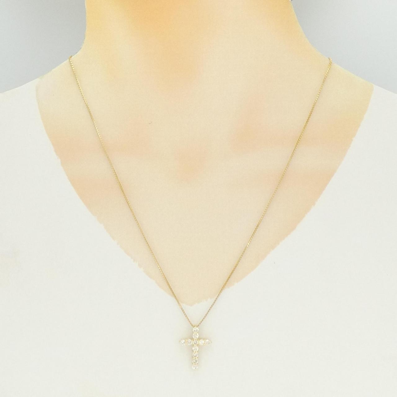 K18YG クロス ダイヤモンド ネックレス 1.05CT