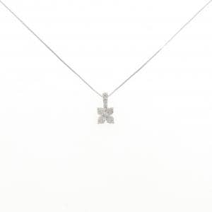 K18WG フラワー ダイヤモンド ネックレス 0.30CT