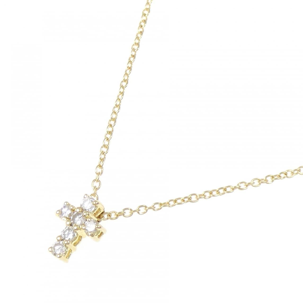K18YG クロス ダイヤモンド ネックレス 0.22CT