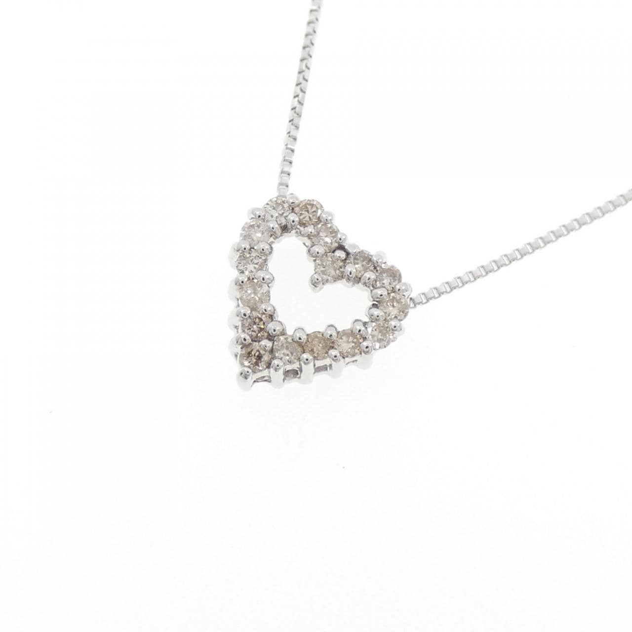 K18WG ハート ダイヤモンド ネックレス 0.20CT