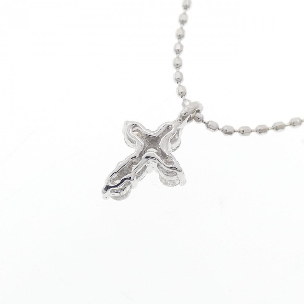 K18WG クロス ダイヤモンド ネックレス 0.12CT