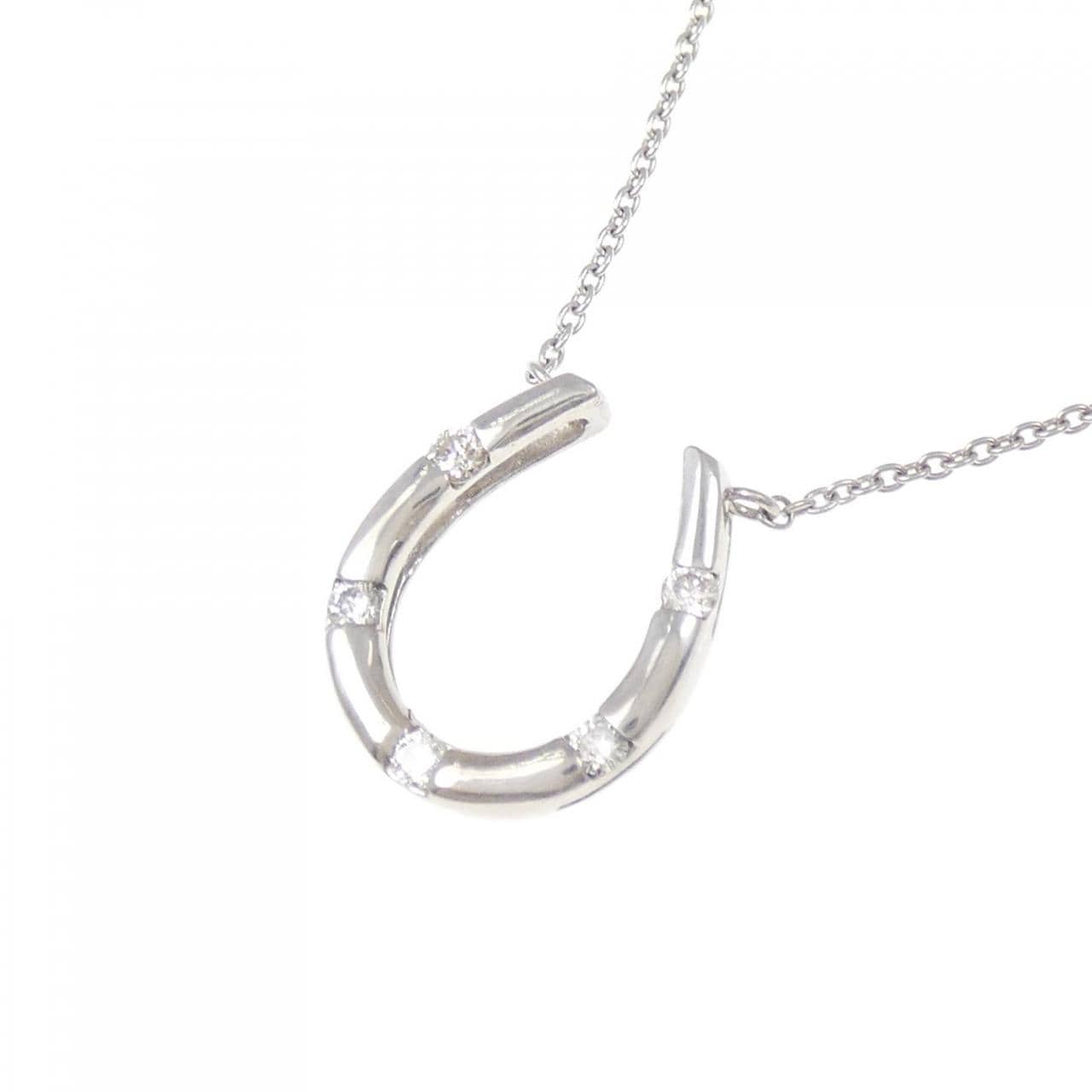 K18WG ホースシュー ダイヤモンド ネックレス 0.10CT