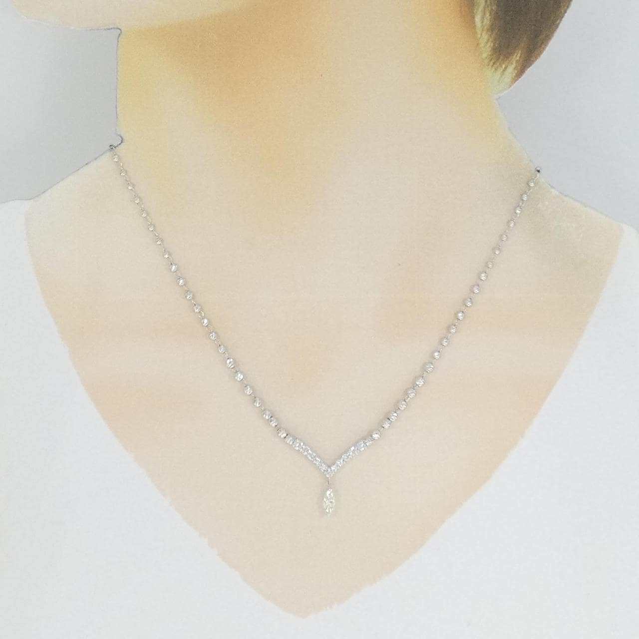 K18WG ダイヤモンド ネックレス 0.340CT