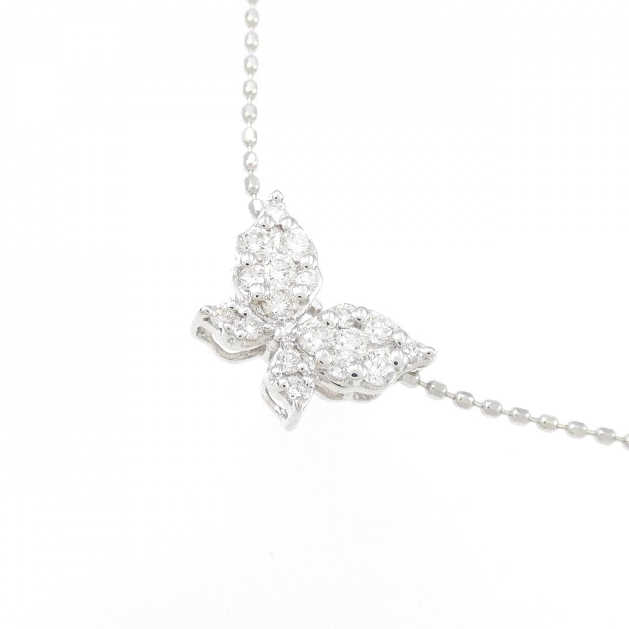 K18WG Butterfly Diamond Necklace 0.17CT