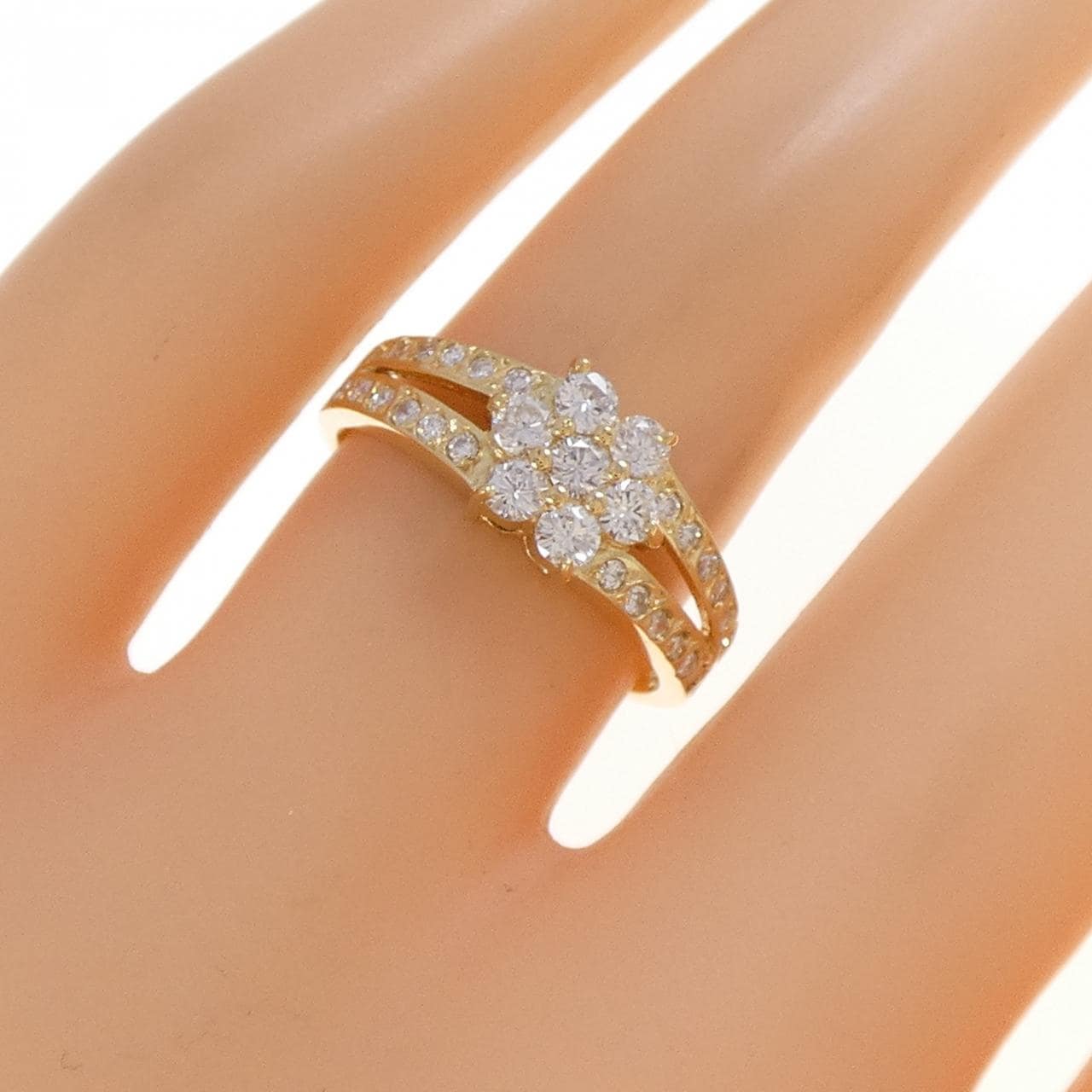 K18YG flower Diamond ring 0.53CT