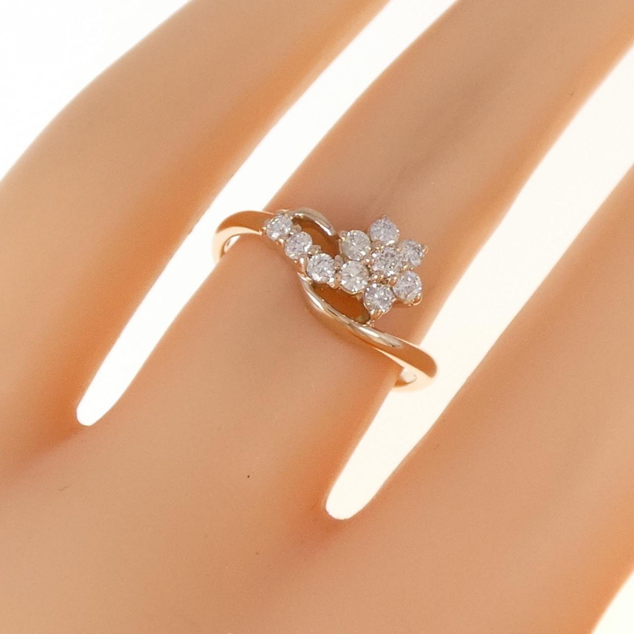 K18PG フラワー ダイヤモンド リング 0.30CT