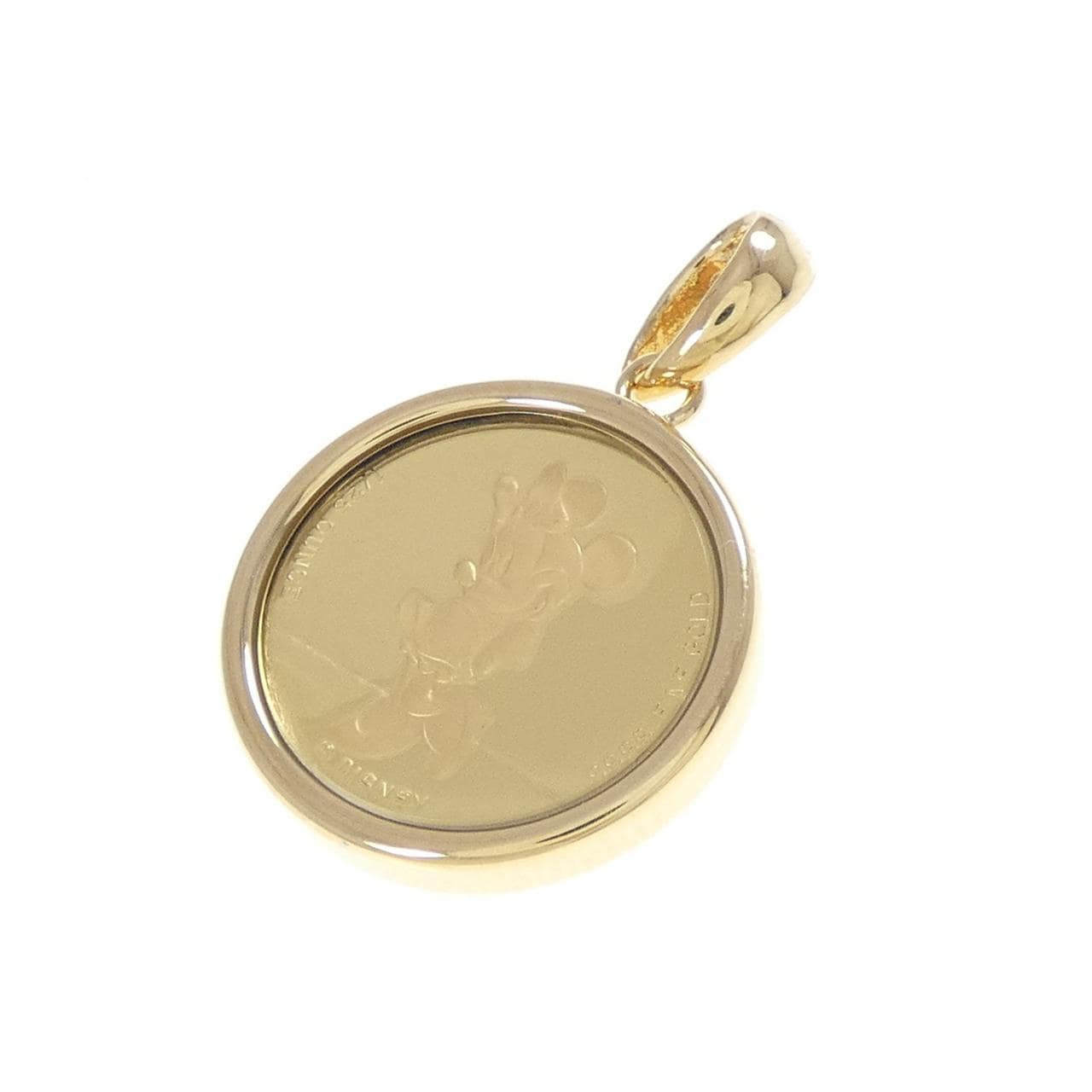 K18YG(枠) ダイヤモンド コイン ペンダント 0.01CT