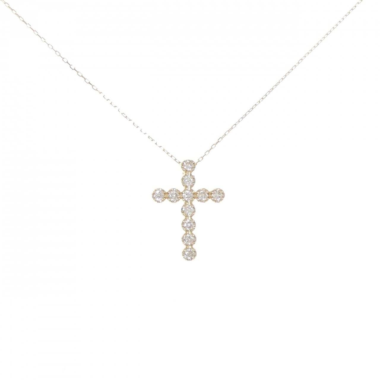 K18YG クロス ダイヤモンド ネックレス 0.20CT