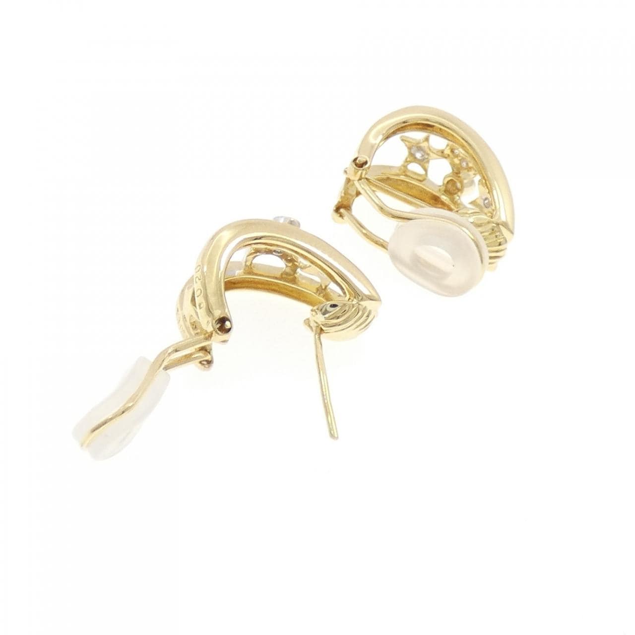 750YG/750WG スター×ムーン ダイヤモンド ピアス/イヤリング 0.20CT
