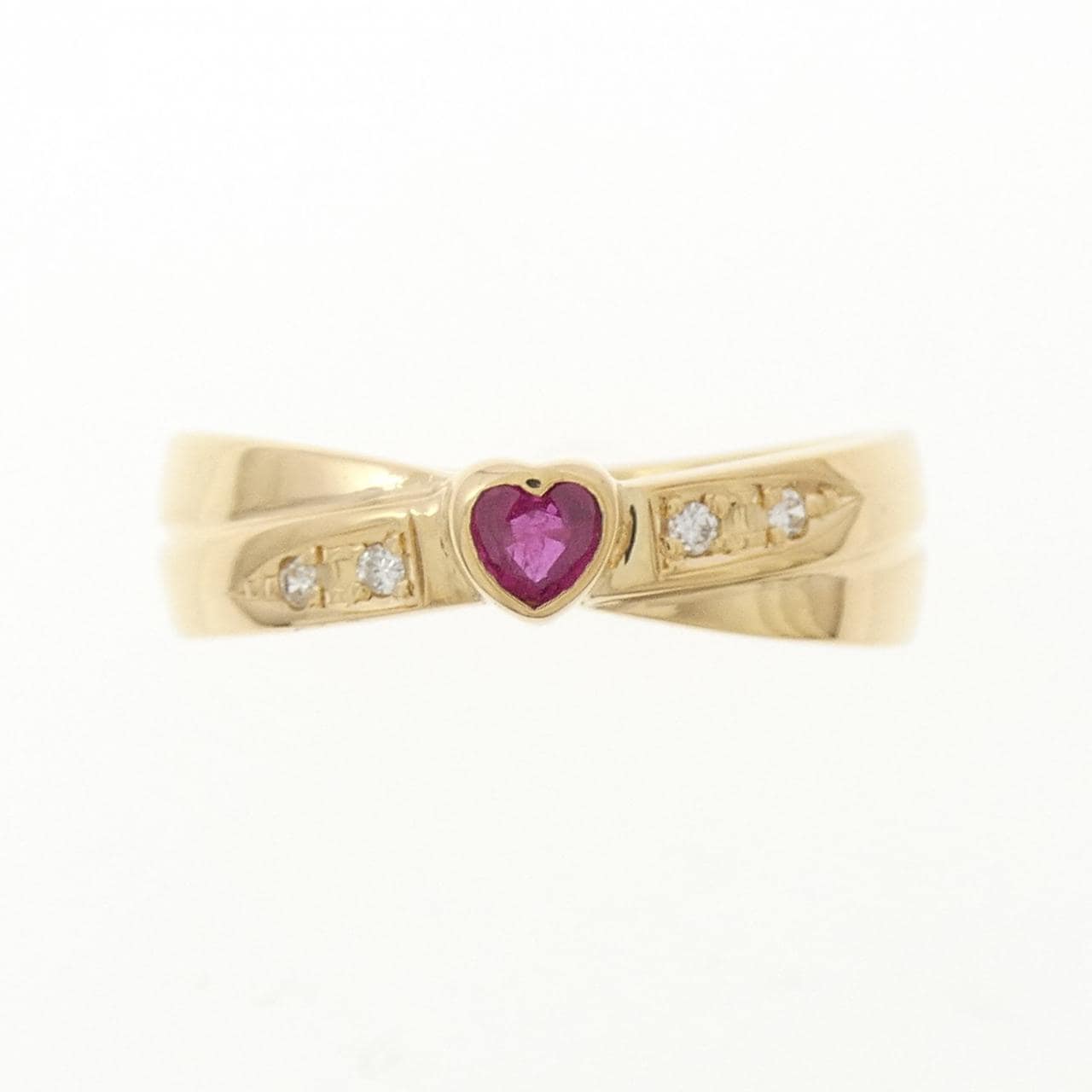 K18YG ハート ルビー リング