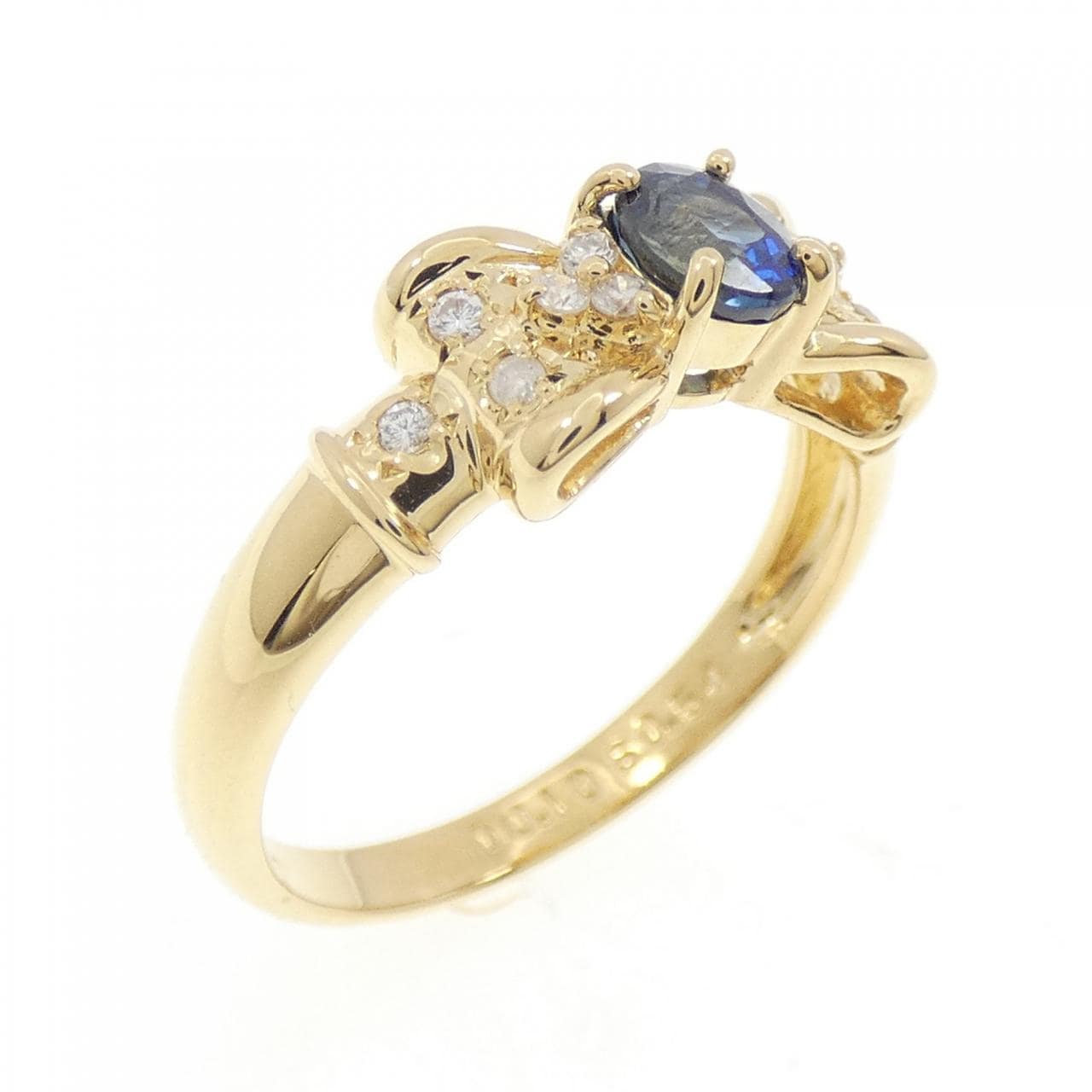 K18YG リボン サファイヤ リング 0.54CT
