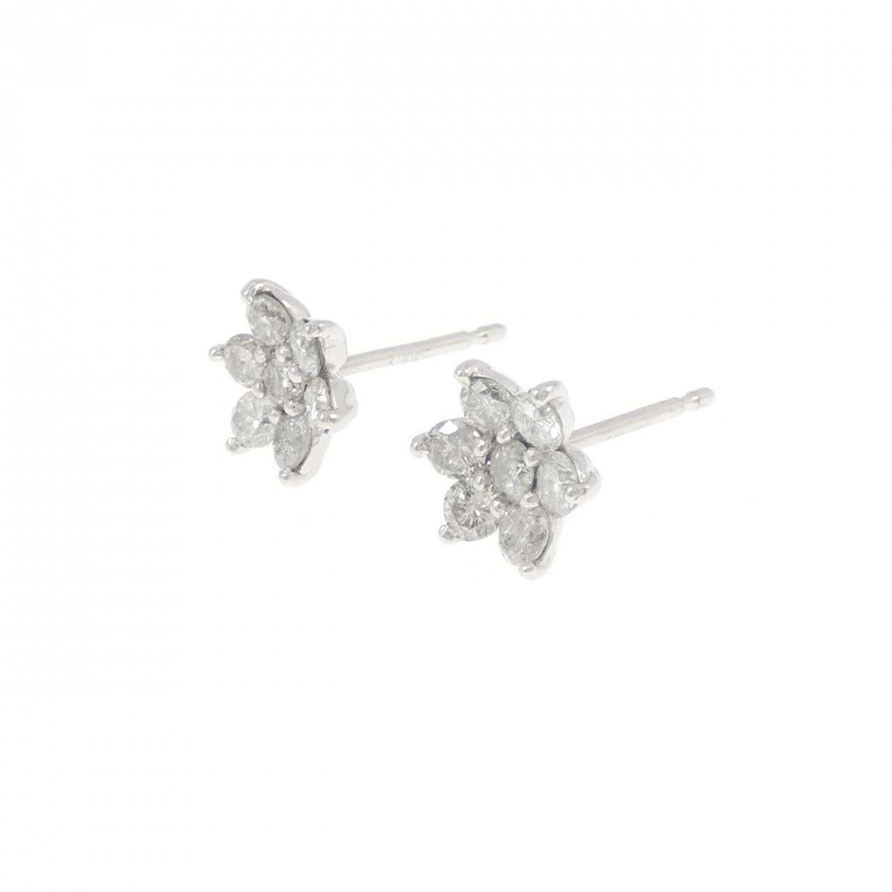 K18WG花朵钻石耳环1.00CT