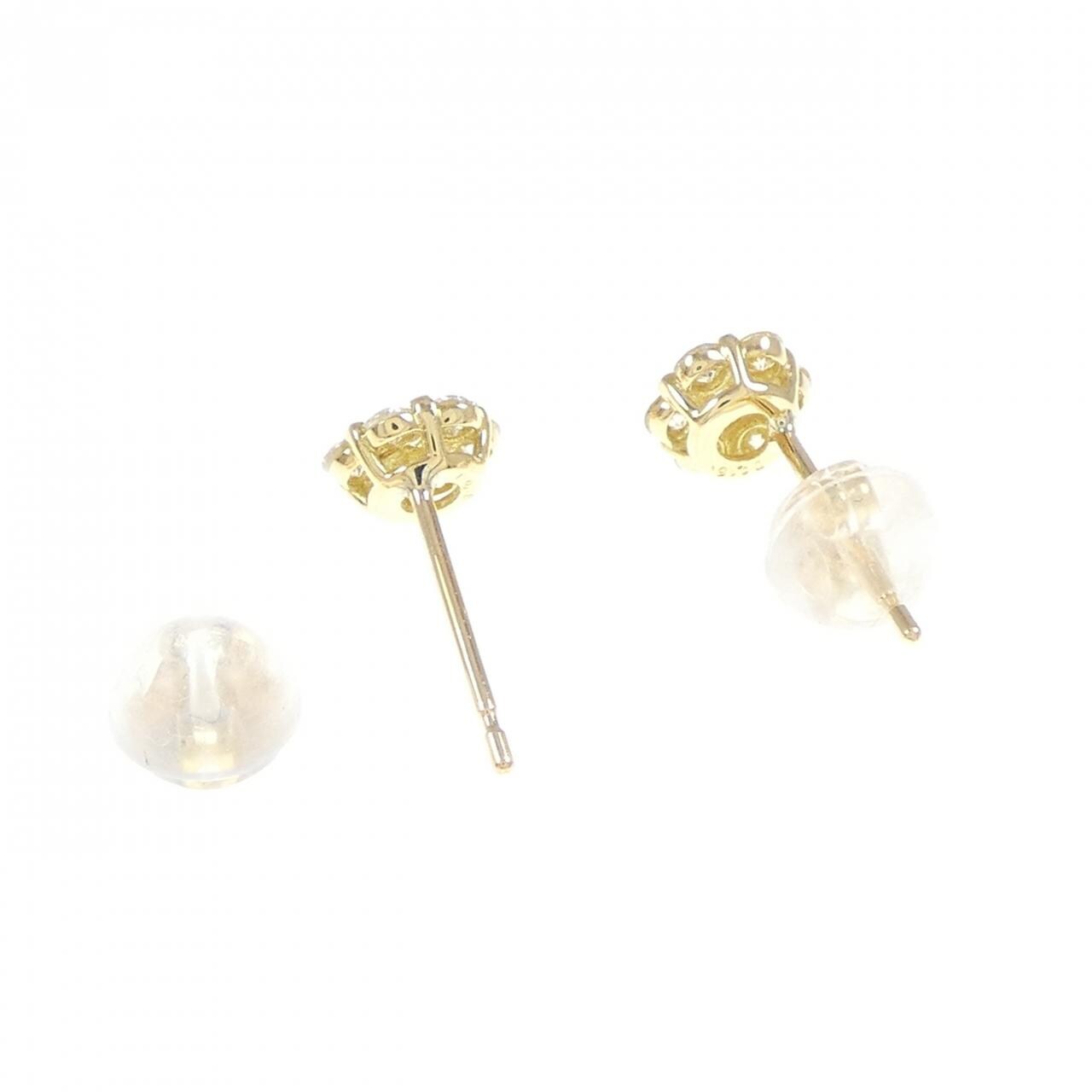 【新品】K18YG フラワー ダイヤモンド ピアス 0.30CT