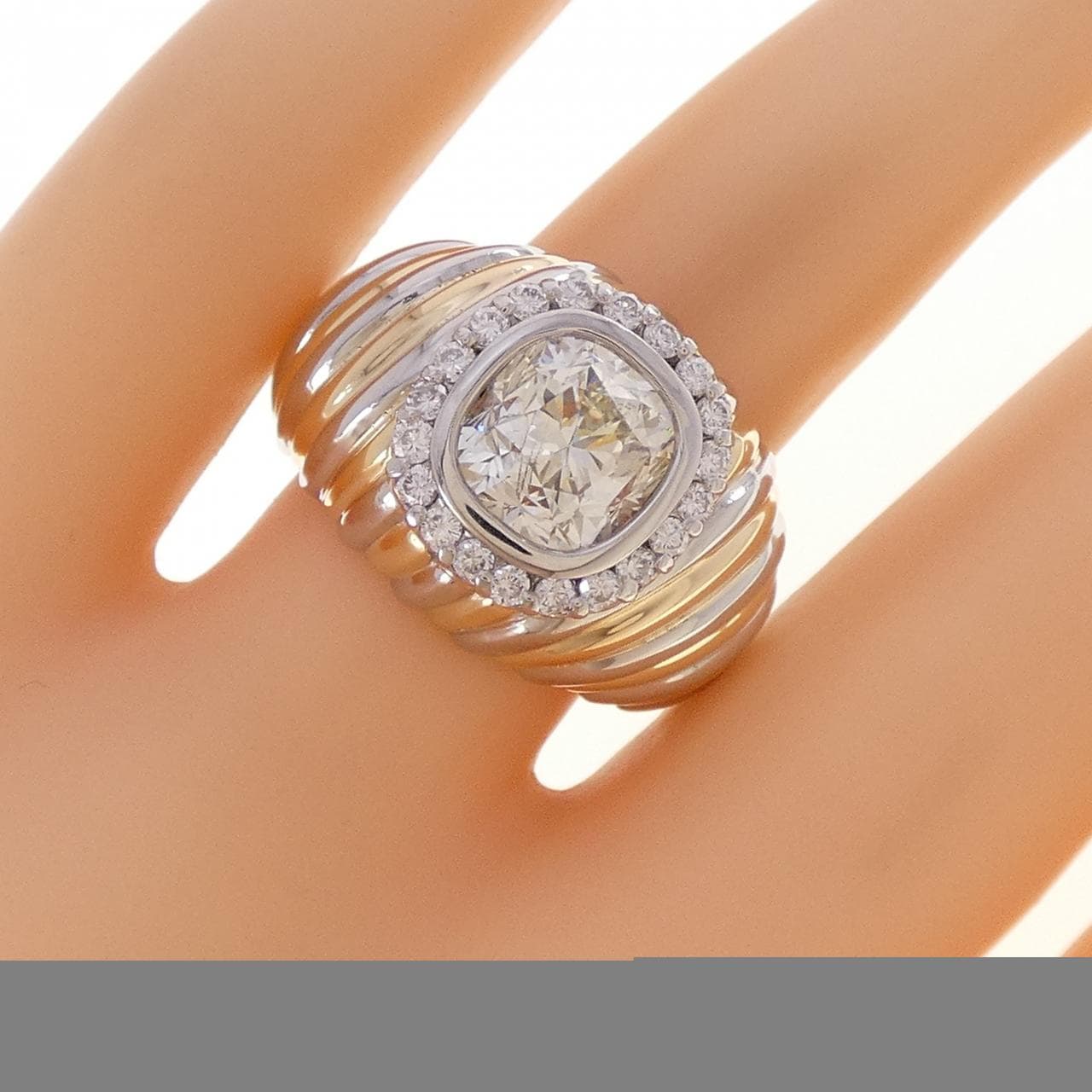 K18YG/PT900 ダイヤモンド リング 2.36CT