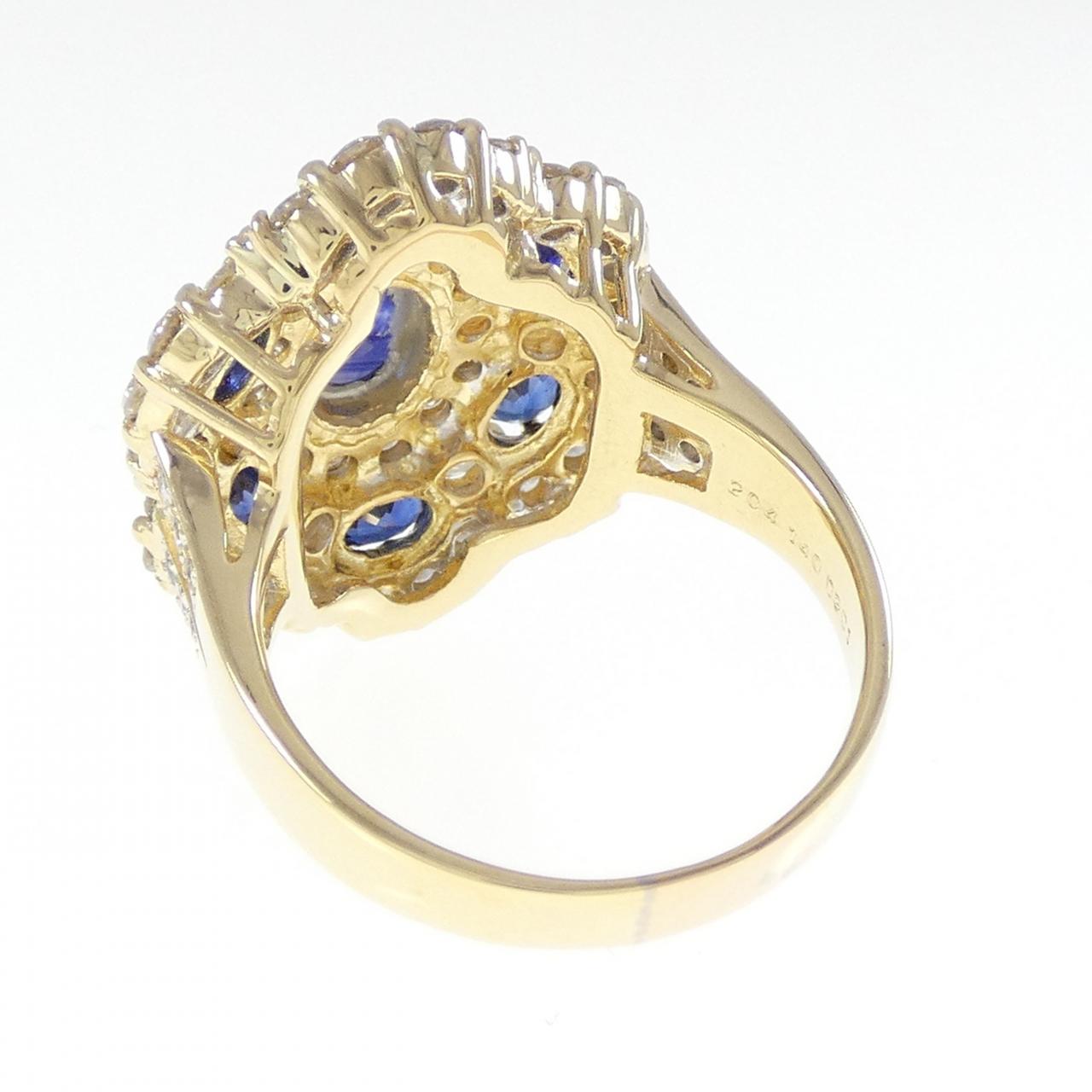 K18YG サファイヤ リング 3.44CT