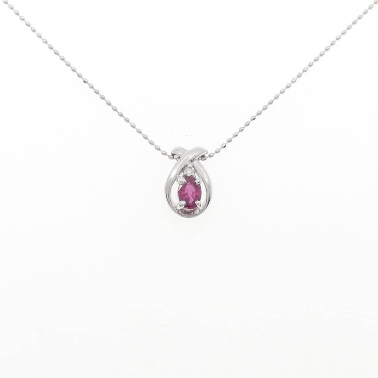 K18WG ルビー ネックレス 0.31CT