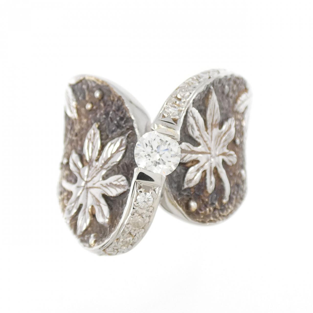 K18WG/K18BG リーフ ダイヤモンド リング 0.30CT