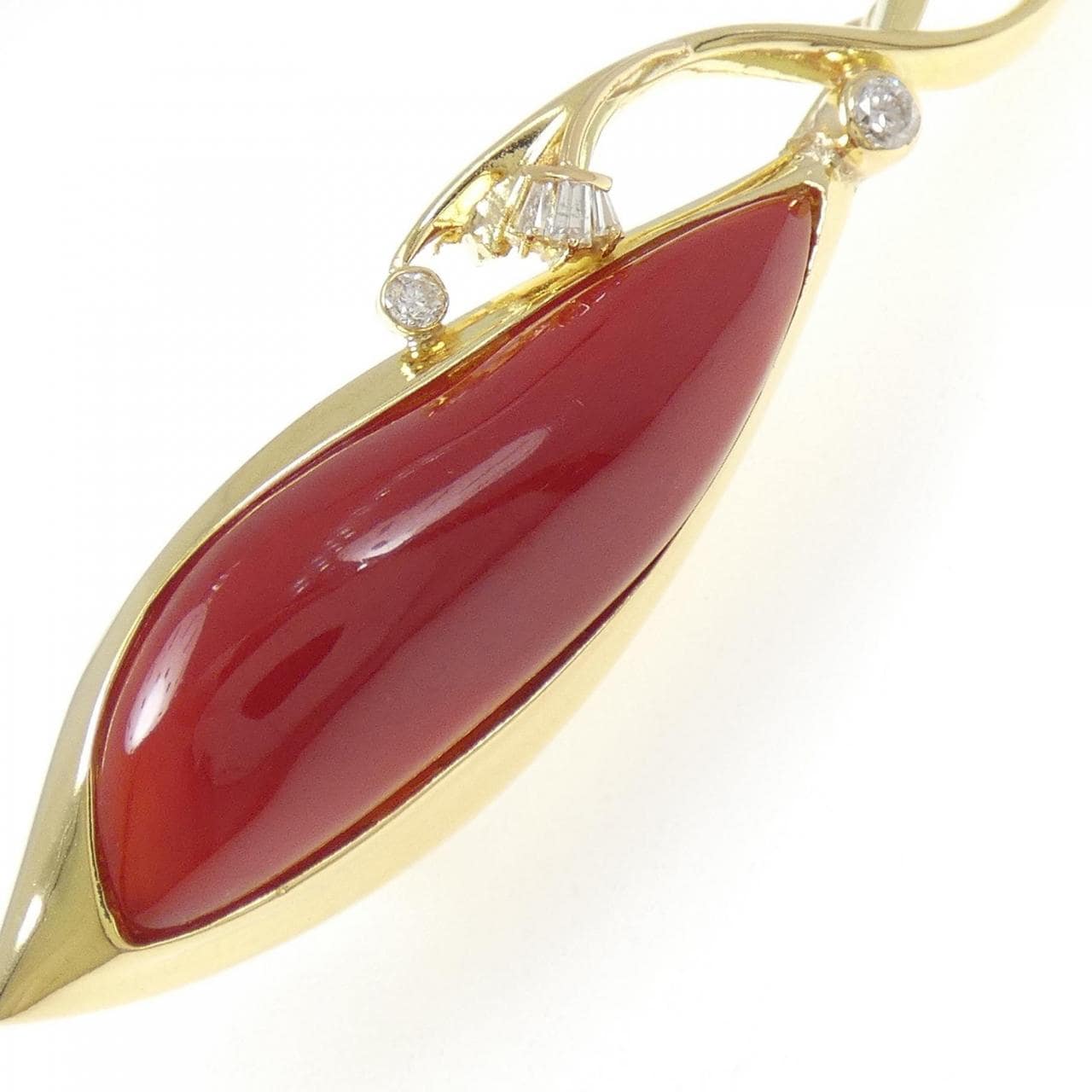 K18YG サンゴ ブローチ